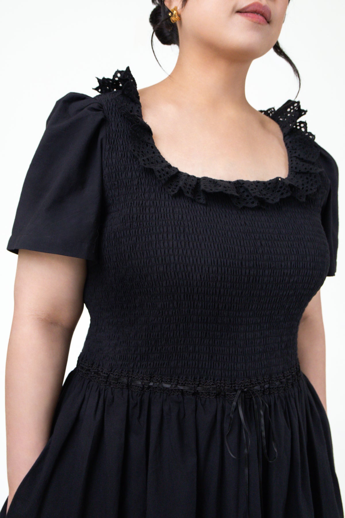 Lily Smocked Lace Trim Midi