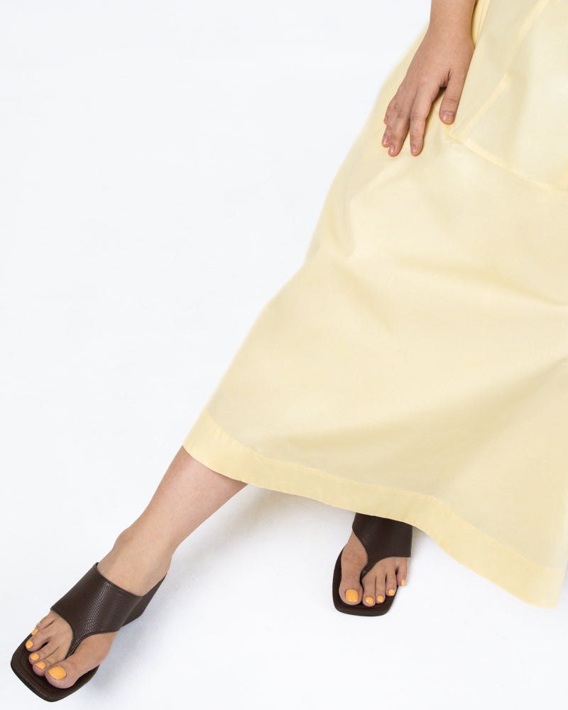 Evelyn Capelet Poplin Midi Dress in Butter