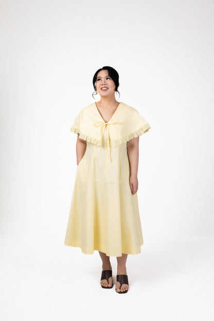 Evelyn Capelet Poplin Midi Dress