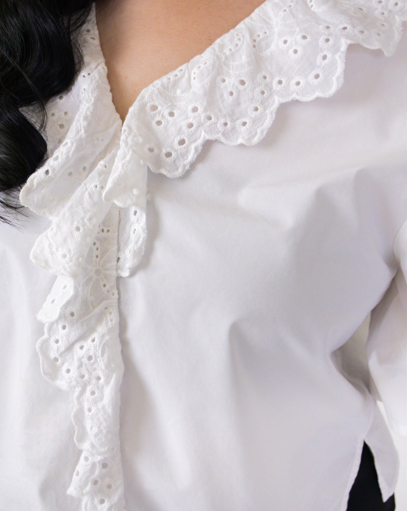 Charlotte Cropped Blouse in White