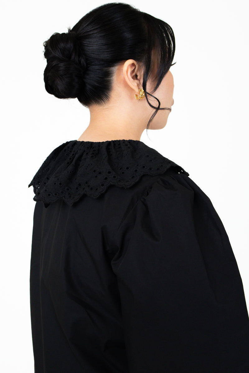 Charlotte Cropped Blouse in Black