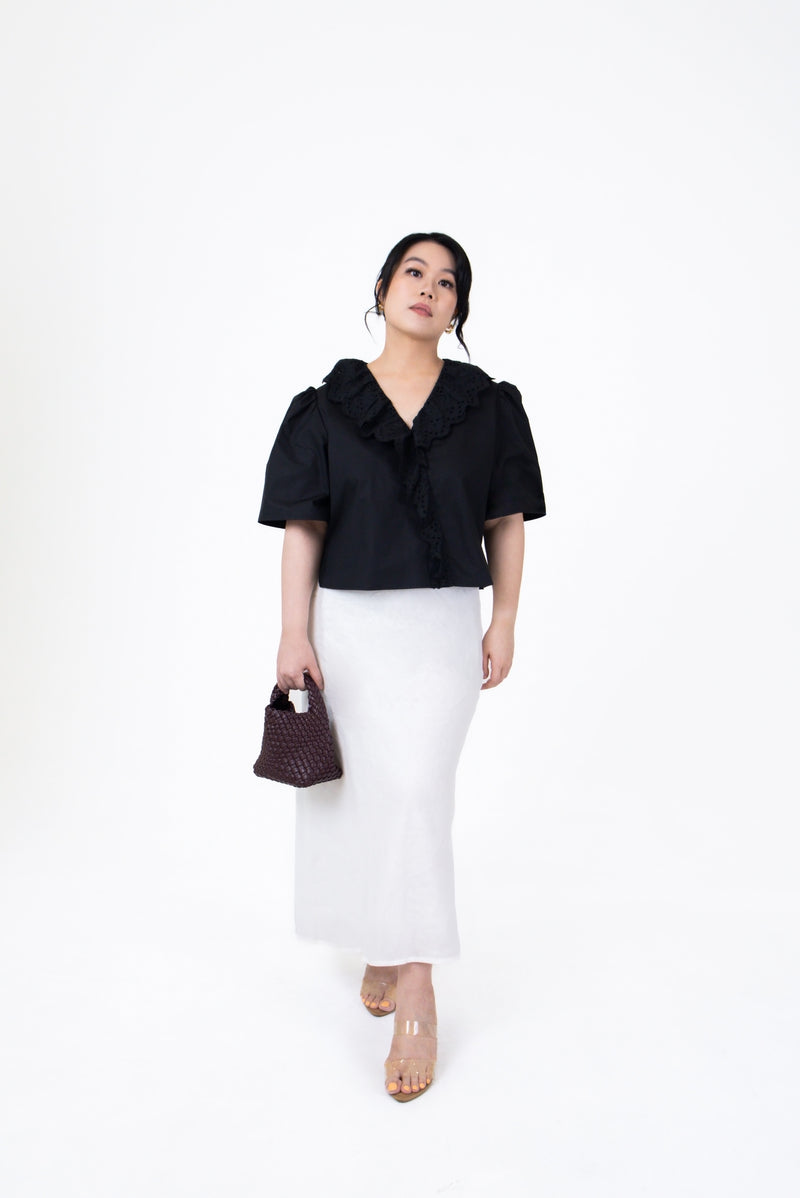 Charlotte Cropped Blouse in Black